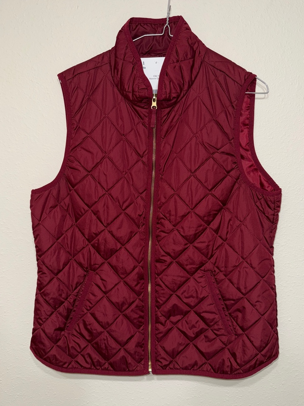 Quilted Sleeveless Vest Burgundy
